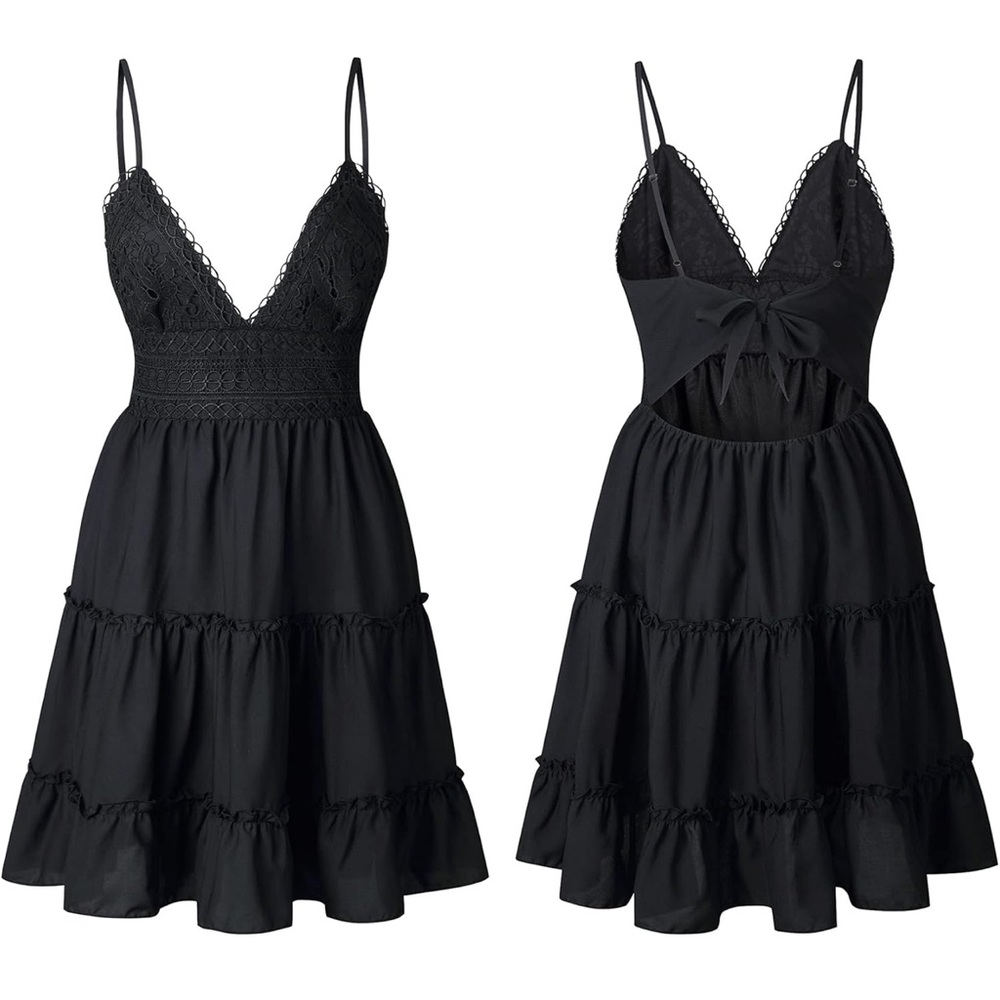 Bachelorette Party Black Lace Dress - open back